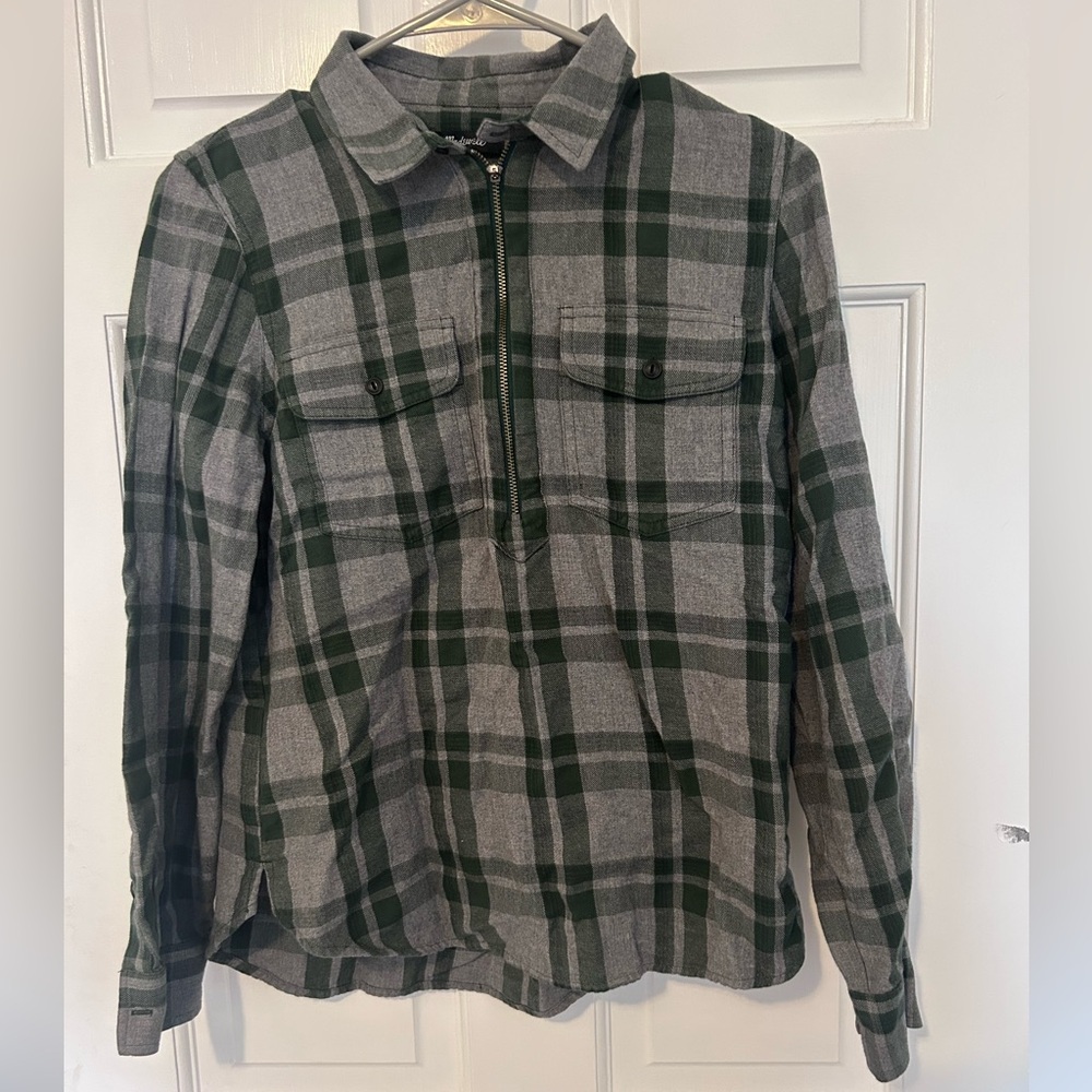 Madewell Flannel Zip-Front Popover Shirt